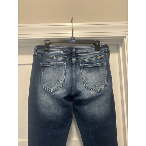 KanCan Mid Rise Tapered Leg Jeans Size 13/30 Dark Wash Stretch Denim Frayed Hem - Picture 7 of 7